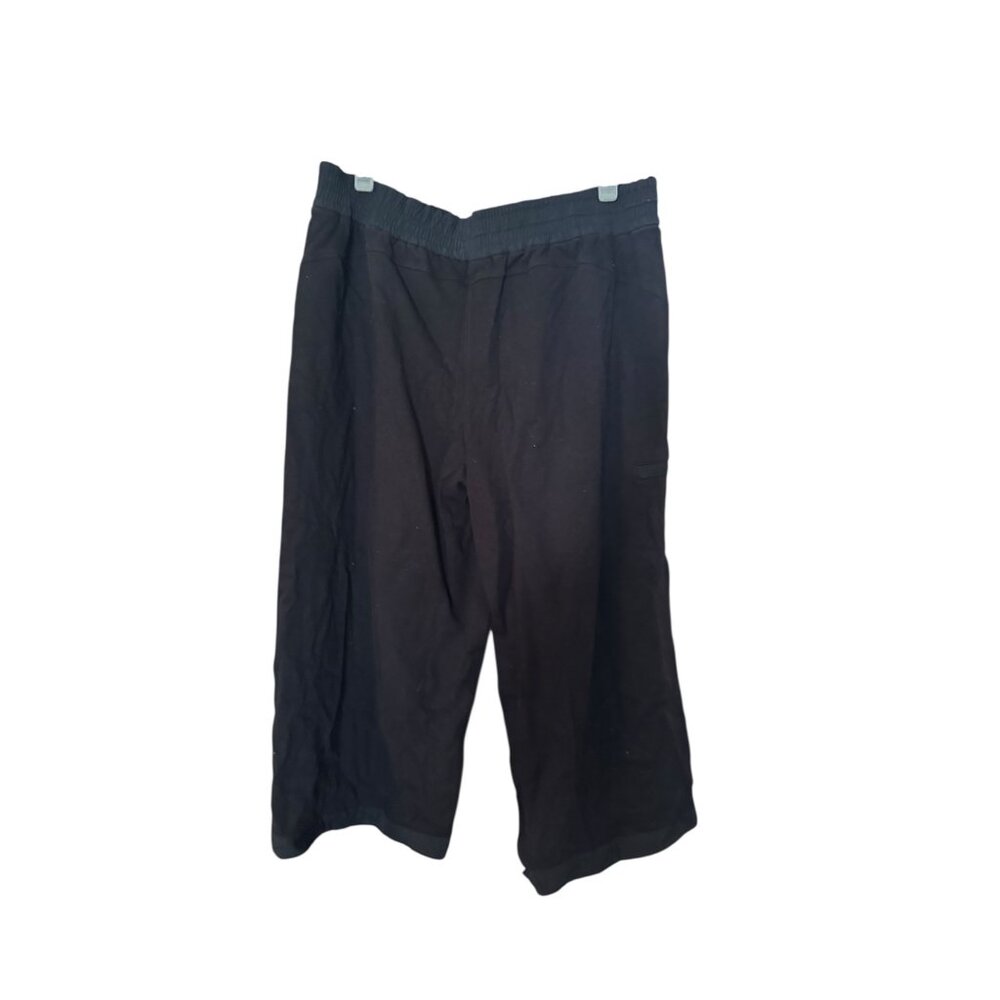 Athleta Womens Triumph Hybrid Wide Crop Pant Black Tie Waist Size XL - Picture 2 of 5